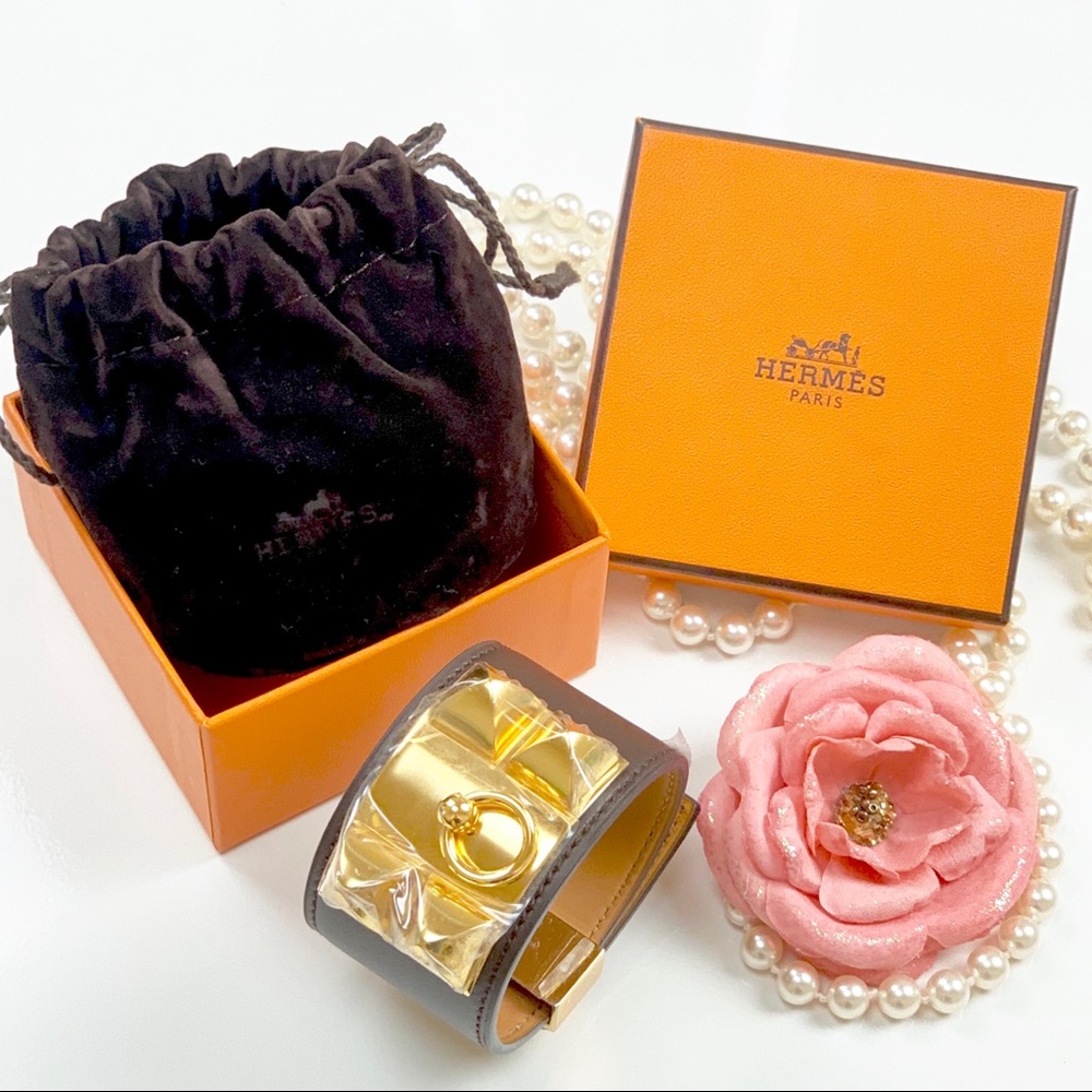 Hermes Collier De Chien Bracelet in chocolate
